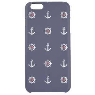 Red White And Blue Anchor Pattern Clear iPhone 6 Plus Case