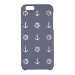 Red White And Blue Anchor Pattern Clear iPhone 6/6S Case