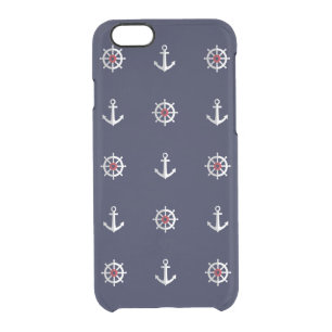 Red White And Blue Anchor Pattern Clear iPhone 6/6S Case