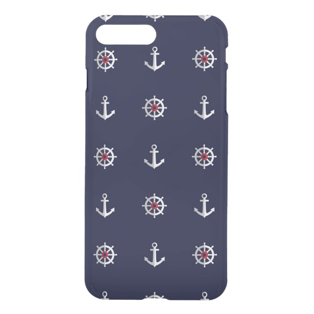 Red White And Blue Anchor Pattern Uncommon iPhone Case (Back)