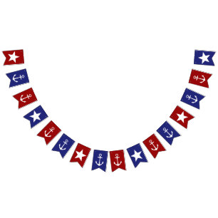 Red White and Blue Anchors and Stars Bunting Flags