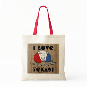 Red, White and Blue Armadillo-I Love Texas! Tote Bag