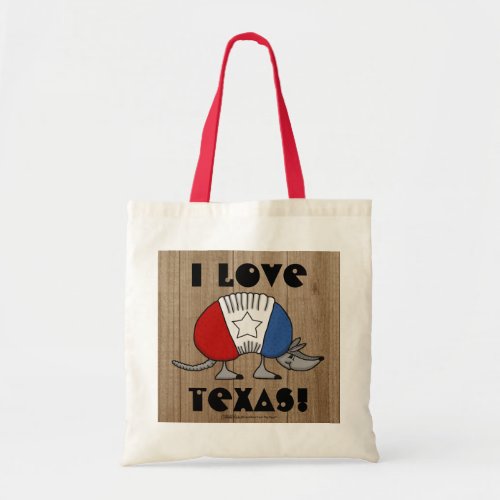 Red White and Blue Armadillo_I Love Texas Tote Bag