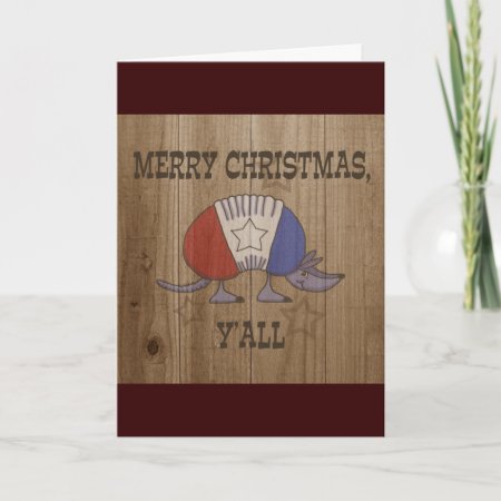Red, White And Blue Armadillo-merry Christmas Y'al Holiday Card