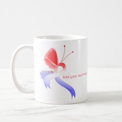 Red White and Blue Awareness Ribbon Butterfly Coffee Mug
