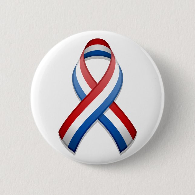 Red, White, and Blue Awareness Ribbon Button (Front)