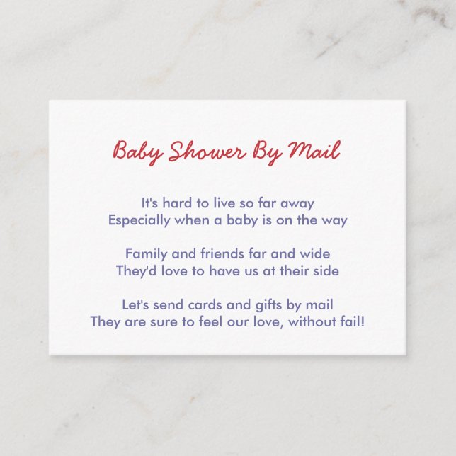 Red White And Blue Baby Shower By Mail Enclosure Card (Front)