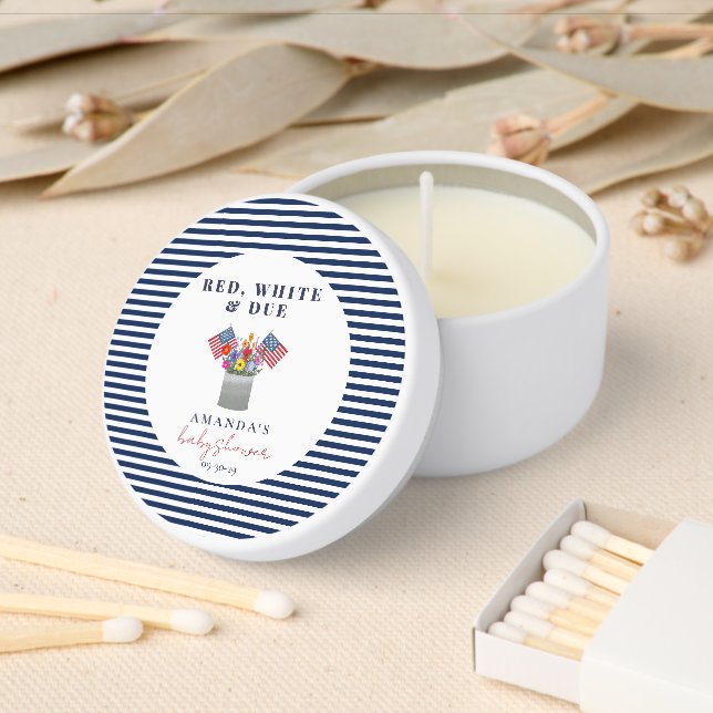 Red White and Blue Baby Shower  Favor  Mini Candle Mini Candle Favors (Insitu)