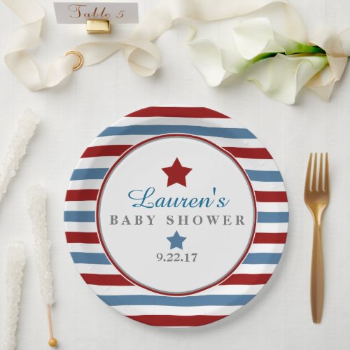 Red White and Blue Baby Shower Paper Plates