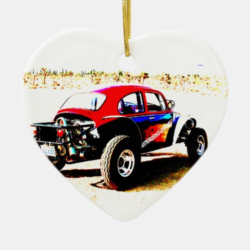 red white and blue baja bug in all categories ceramic ornament