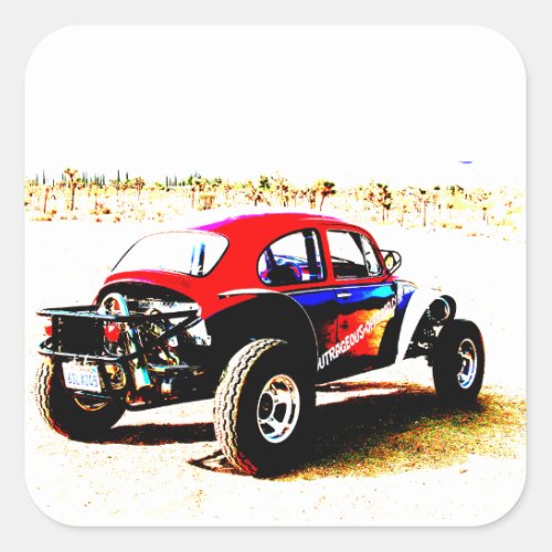 red white and blue baja bug in all categories square sticker