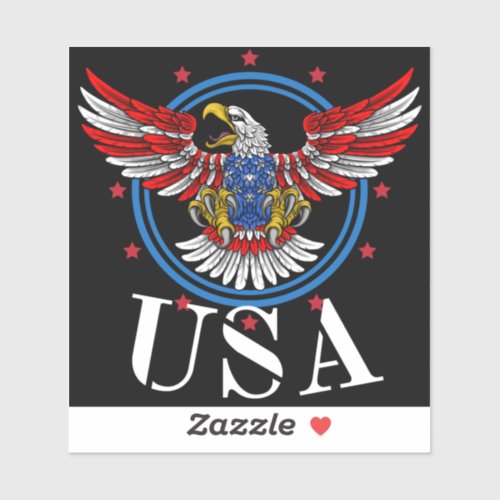 Red White and Blue Bald Eagle USA Patriotic Sticker