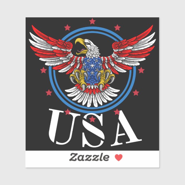 Red White and Blue Bald Eagle USA Patriotic Sticker (Sheet)
