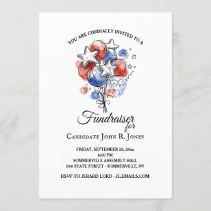 Red White and Blue Balloons Invitation