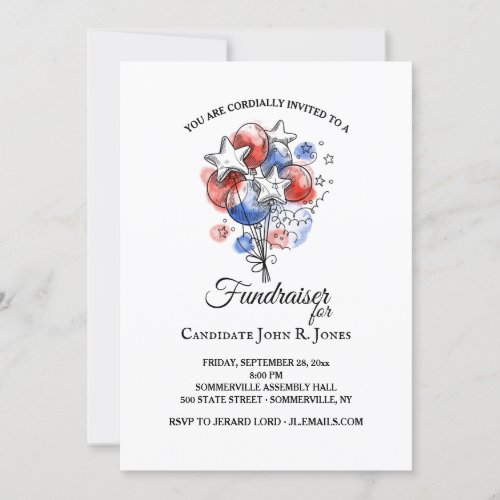 Red White and Blue Balloons Invitation