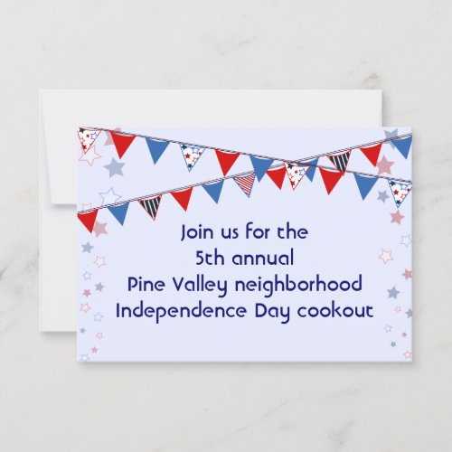 Red White and Blue Banner Cookout Invitation