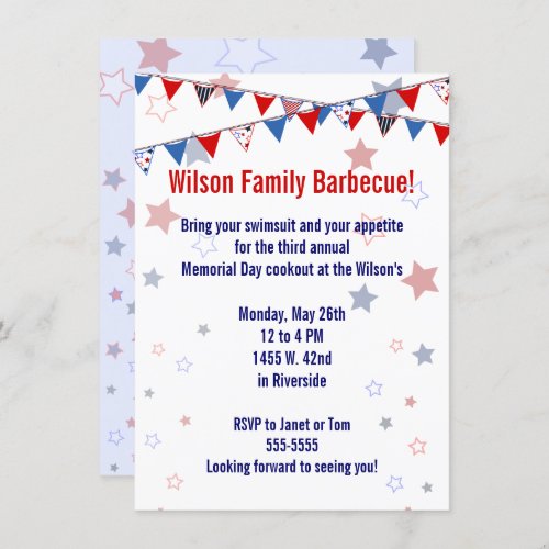 Red White and Blue Banner Invitation