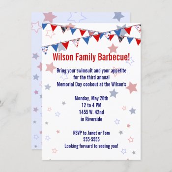 Red White And Blue Banner Invitation by NightOwlsMenagerie at Zazzle