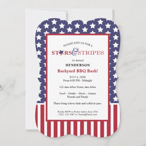 Red White and Blue Barbecue Party Invitation