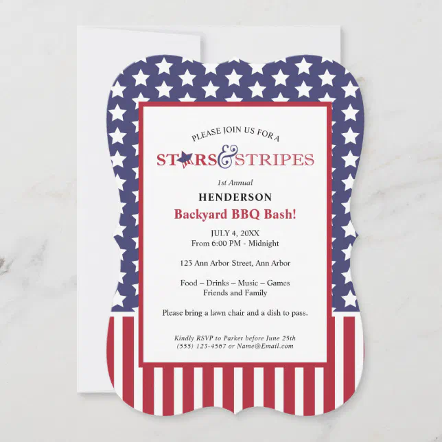 Red White and Blue Barbecue Party Invitation | Zazzle