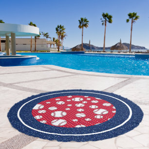 Red White and Blue Baseball Beach Towel