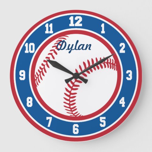 Red White and Blue Baseball Clock