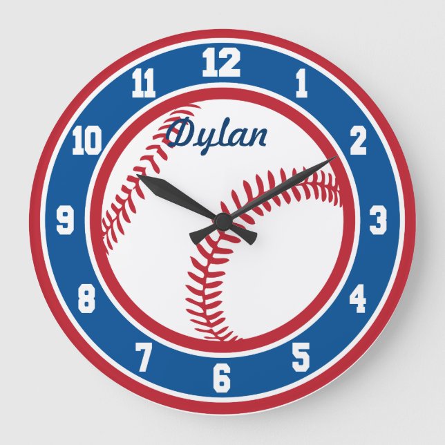 Red White and Blue Baseball Clock (Front)