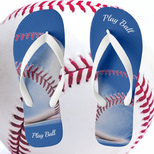 Red White and Blue Baseball Flip Flops