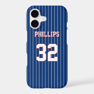 Red White and Blue Baseball Jersey Name Number iPhone 17 Case