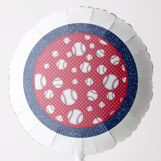 Red White and Blue Baseball Paper Plate Balloon (Front)