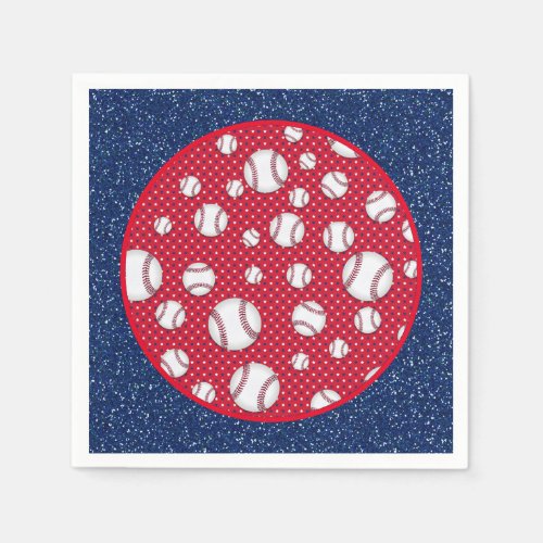 Red White and Blue Baseball Paper Plate Napkins