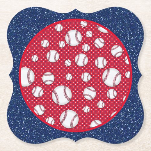 Red White and Blue Baseball Paper Plate Paper Coaster