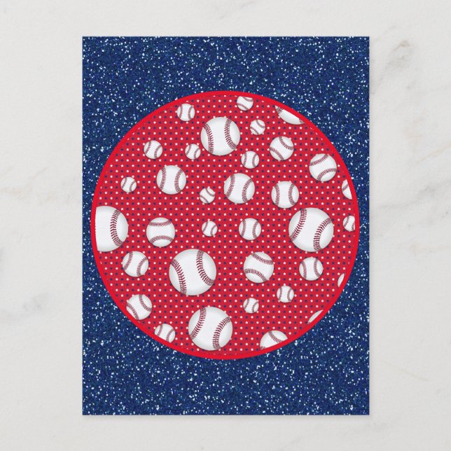 Red White and Blue Baseball  Postcard (Front)