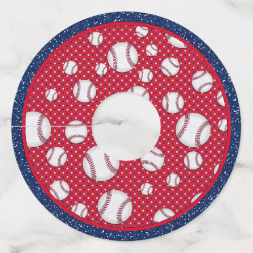 Red White and Blue Baseball  Wine Glass Tag