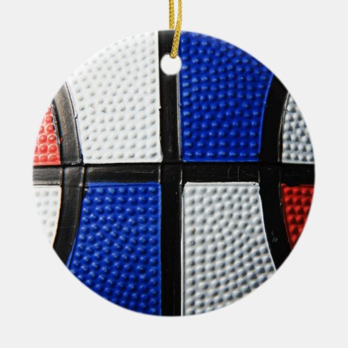 Red White And Blue Basketball Ceramic Ornament
