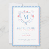 Red, White and Blue BBQ 4th of July Monogram Crest