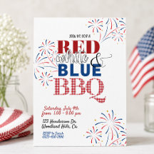 Red White and Blue BBQ Invitation | 4th of July 