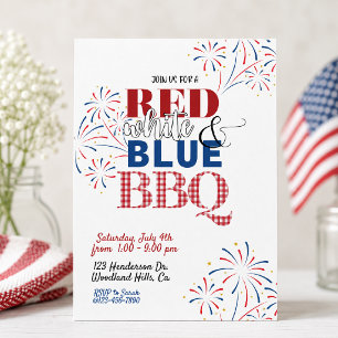 Red White and Blue BBQ Invitation 4th of July
