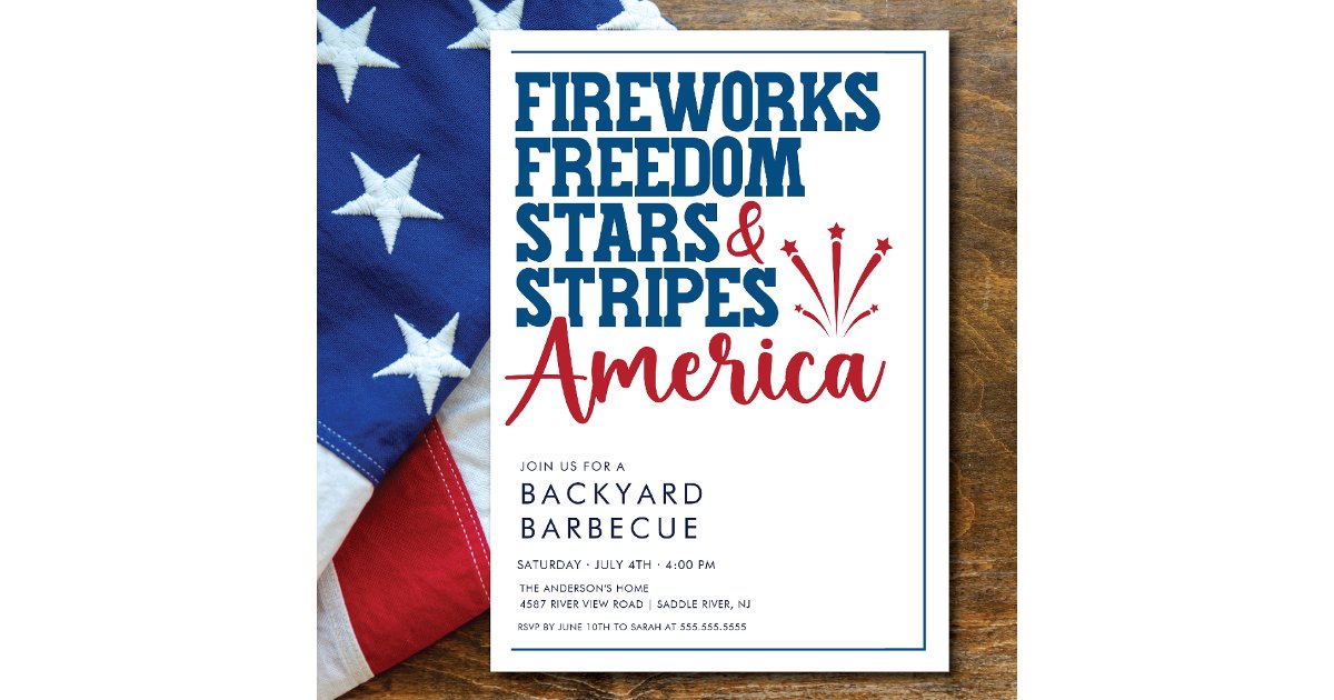 Red White and Blue BBQ Party Invitation | Zazzle