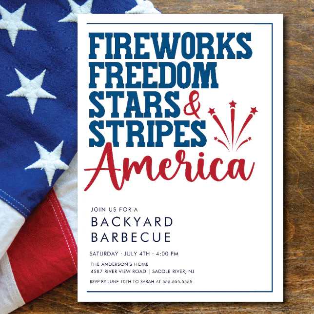 Red White and Blue BBQ Party Invitation | Zazzle