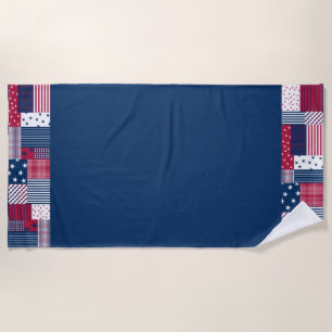 Red, White and Blue Beach Towel