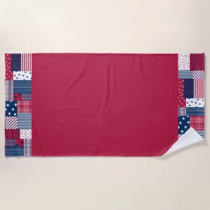Red, White and Blue Beach Towel