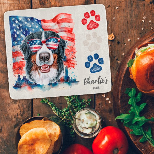 Red White and Blue Bernese Mountain Dog Treat Cutting Board (Creator Uploaded)