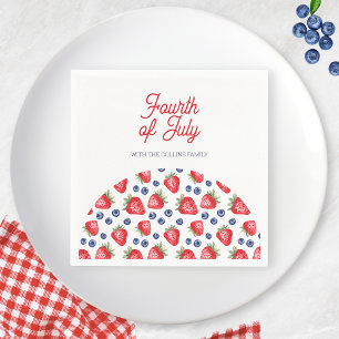 Red White and Blue Berry 4th of July Summer Party Napkins