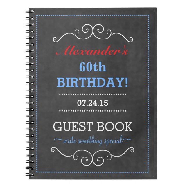 Red White and Blue Birthday Party Guest Book (Front)