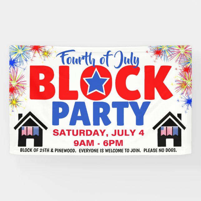 Red White and Blue Block Party Banner (Horizontal)