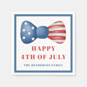 Red, White And Blue Bow 4th Of July Napkins