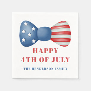 Red, White And Blue Bow 4th Of July Napkins
