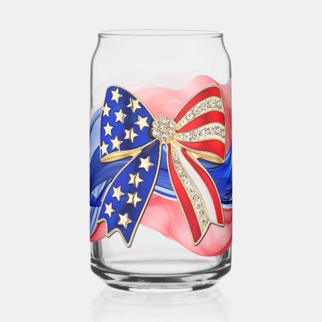 Red, White, and Blue bow Can Glass (Left)