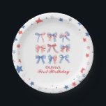 Red, White and Blue Bows fourth of July birthday Paper Plates<br><div class="desc">Red,  White and Blue Bows fourth of July birthday.</div>